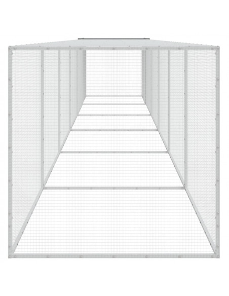 Gabbia Polli Tetto Grigio Chiaro 603x98x90 cm Acciaio Zincato