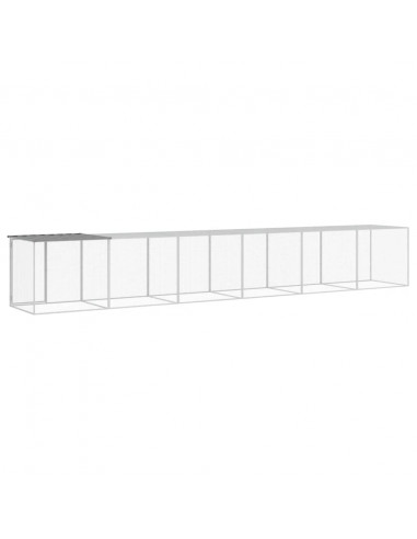 Gabbia Polli Tetto Grigio Chiaro 603x98x90 cm Acciaio Zincato