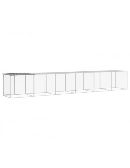Gabbia Polli Tetto Grigio Chiaro 603x98x90 cm Acciaio Zincato