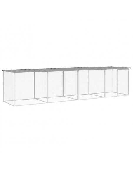 Gabbia Polli Tetto Grigio Chiaro 403x98x90 cm Acciaio Zincato
