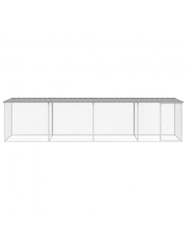 Gabbia Polli Tetto Grigio Chiaro 403x98x90 cm Acciaio Zincato