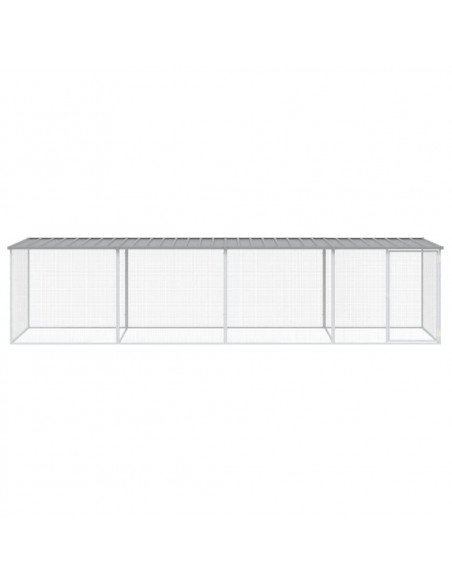 Gabbia Polli Tetto Grigio Chiaro 403x98x90 cm Acciaio Zincato