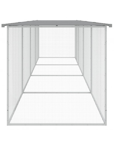 Gabbia Polli Tetto Grigio Chiaro 403x98x90 cm Acciaio Zincato