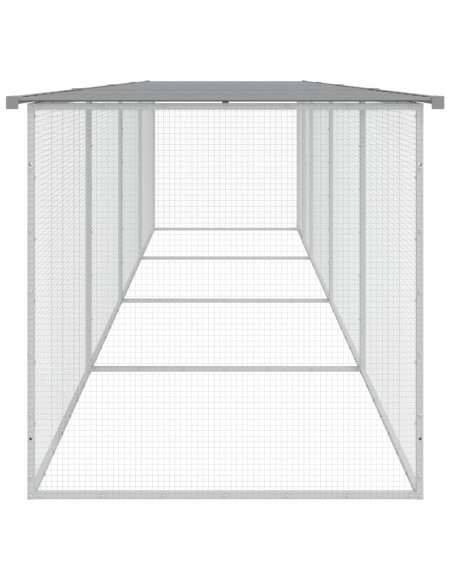 Gabbia Polli Tetto Grigio Chiaro 403x98x90 cm Acciaio Zincato