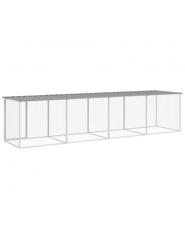 Gabbia Polli Tetto Grigio Chiaro 403x98x90 cm Acciaio Zincato