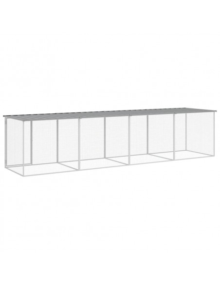 Gabbia Polli Tetto Grigio Chiaro 403x98x90 cm Acciaio Zincato