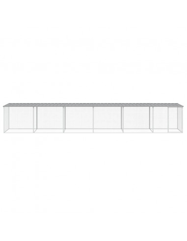 Gabbia Polli Tetto Grigio Chiaro 603x98x90 cm Acciaio Zincato