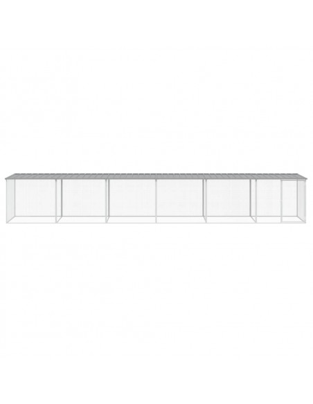 Gabbia Polli Tetto Grigio Chiaro 603x98x90 cm Acciaio Zincato