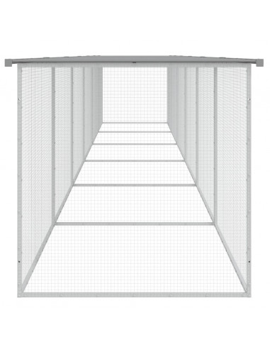 Gabbia Polli Tetto Grigio Chiaro 603x98x90 cm Acciaio Zincato