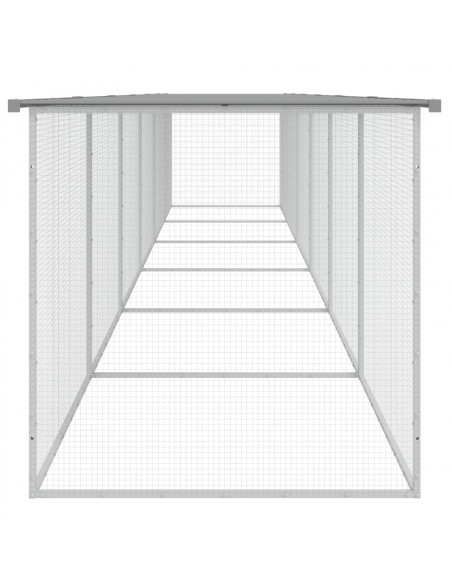 Gabbia Polli Tetto Grigio Chiaro 603x98x90 cm Acciaio Zincato