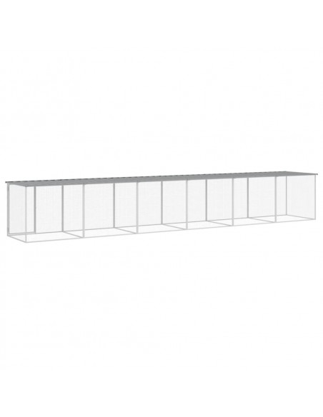 Gabbia Polli Tetto Grigio Chiaro 603x98x90 cm Acciaio Zincato