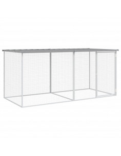 Gabbia Polli Tetto Grigio Chiaro 203x98x90 cm Acciaio Zincato 2