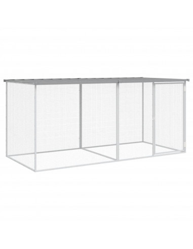 Gabbia Polli Tetto Grigio Chiaro 203x98x90 cm Acciaio Zincato