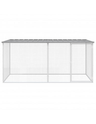 Gabbia Polli Tetto Grigio Chiaro 203x98x90 cm Acciaio Zincato