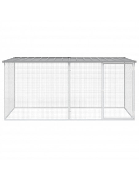 Gabbia Polli Tetto Grigio Chiaro 203x98x90 cm Acciaio Zincato