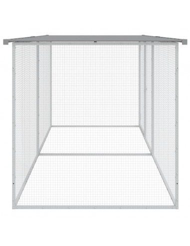 Gabbia Polli Tetto Grigio Chiaro 203x98x90 cm Acciaio Zincato