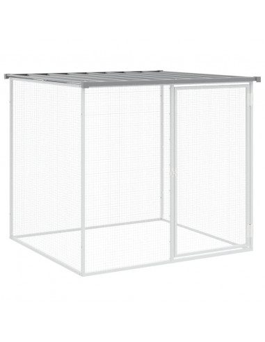 Gabbia Polli Tetto Grigio Chiaro 203x98x90 cm Acciaio Zincato