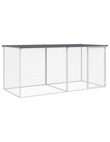 Gabbia Polli con Tetto Antracite 203x98x90 cm Acciaio Zincato