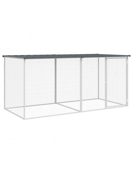 Gabbia Polli con Tetto Antracite 203x98x90 cm Acciaio Zincato