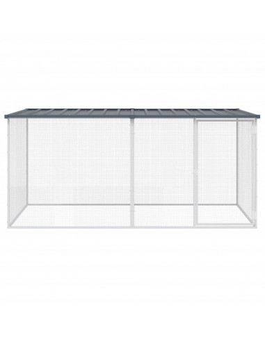 Gabbia Polli con Tetto Antracite 203x98x90 cm Acciaio Zincato