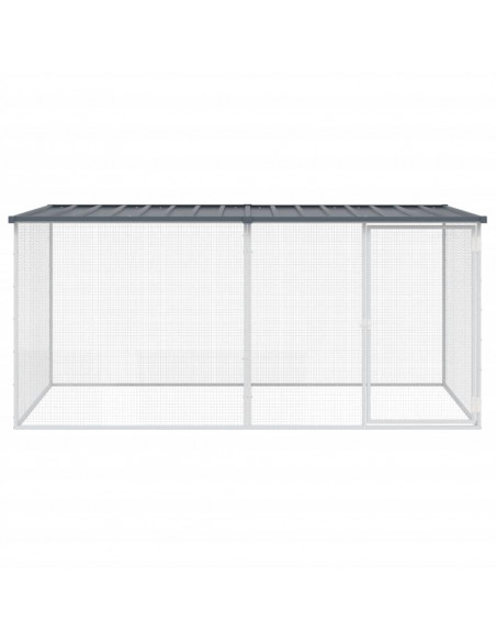 Gabbia Polli con Tetto Antracite 203x98x90 cm Acciaio Zincato