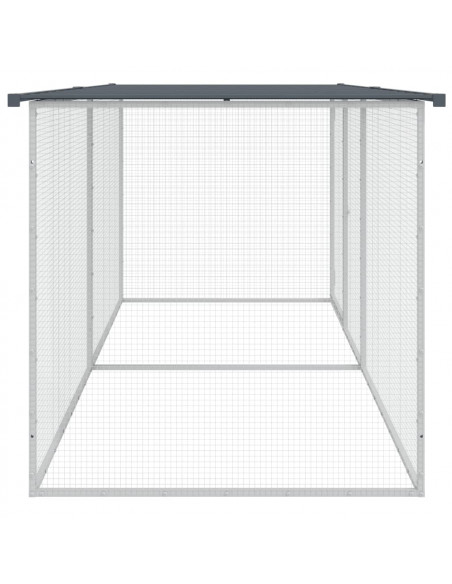 Gabbia Polli con Tetto Antracite 203x98x90 cm Acciaio Zincato