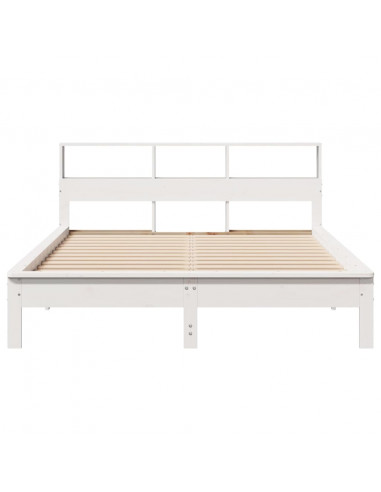 Letto senza Materasso Bianco 135x190 cm Legno Massello di Pino