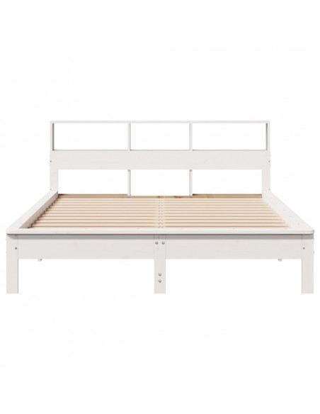 Letto senza Materasso Bianco 135x190 cm Legno Massello di Pino
