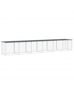 Gabbia Polli con Tetto Antracite 603x98x90 cm Acciaio Zincato 2