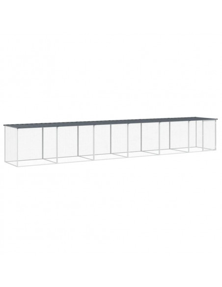 Gabbia Polli con Tetto Antracite 603x98x90 cm Acciaio Zincato