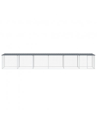 Gabbia Polli con Tetto Antracite 603x98x90 cm Acciaio Zincato