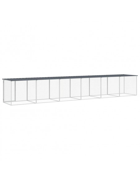 Gabbia Polli con Tetto Antracite 603x98x90 cm Acciaio Zincato