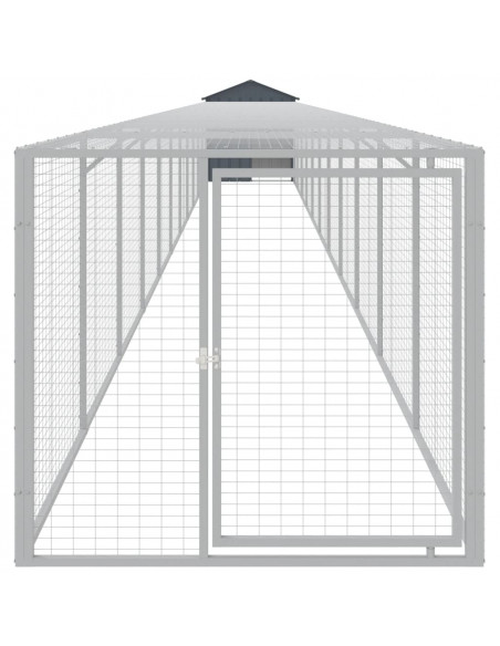 Pollaio con Area Corsa Antracite 117x1221x123cm Acciaio Zincato