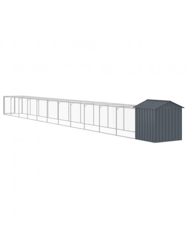 Pollaio con Area Corsa Antracite 117x1221x123cm Acciaio Zincato