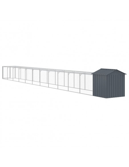 Pollaio con Area Corsa Antracite 117x1221x123cm Acciaio Zincato