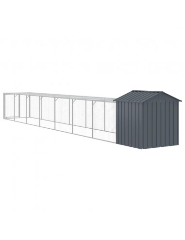 Pollaio con Area Corsa Antracite 117x813x123 cm Acciaio Zincato