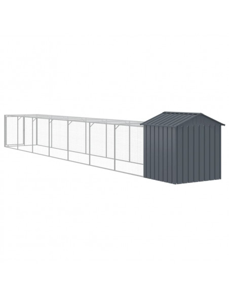 Pollaio con Area Corsa Antracite 117x813x123 cm Acciaio Zincato