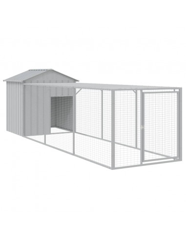 Pollaio Area Corsa Grigio Chiaro 117x405x123 cm Acciaio Zincato