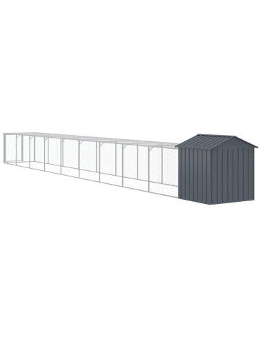 Pollaio con Area Corsa Antracite 117x1017x123cm Acciaio Zincato