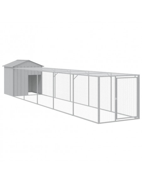 Pollaio Area Corsa Grigio Chiaro 117x609x123 cm Acciaio Zincato
