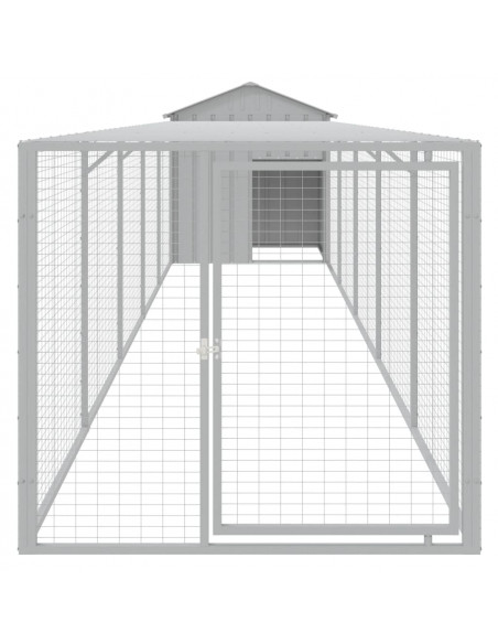 Pollaio Area Corsa Grigio Chiaro 117x609x123 cm Acciaio Zincato