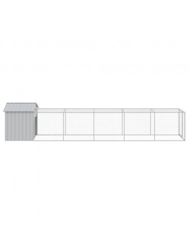 Pollaio Area Corsa Grigio Chiaro 117x609x123 cm Acciaio Zincato
