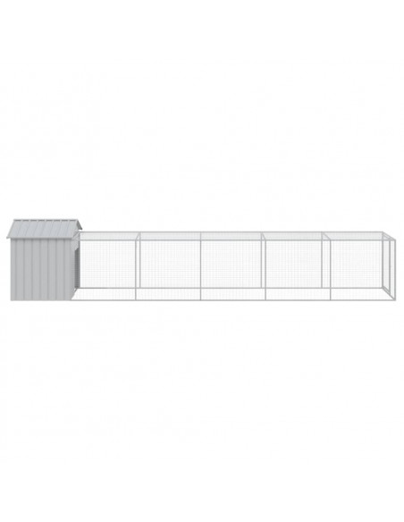 Pollaio Area Corsa Grigio Chiaro 117x609x123 cm Acciaio Zincato