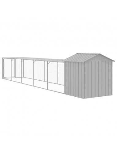 Pollaio Area Corsa Grigio Chiaro 117x609x123 cm Acciaio Zincato