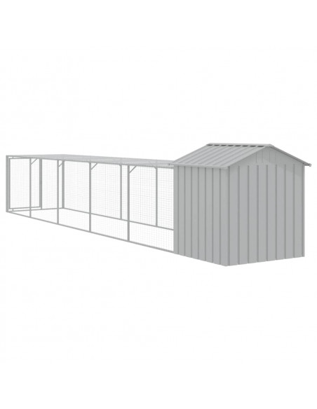 Pollaio Area Corsa Grigio Chiaro 117x609x123 cm Acciaio Zincato
