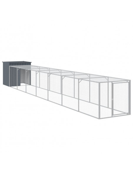 Pollaio con Area Corsa Antracite 110x813x110 cm Acciaio Zincato