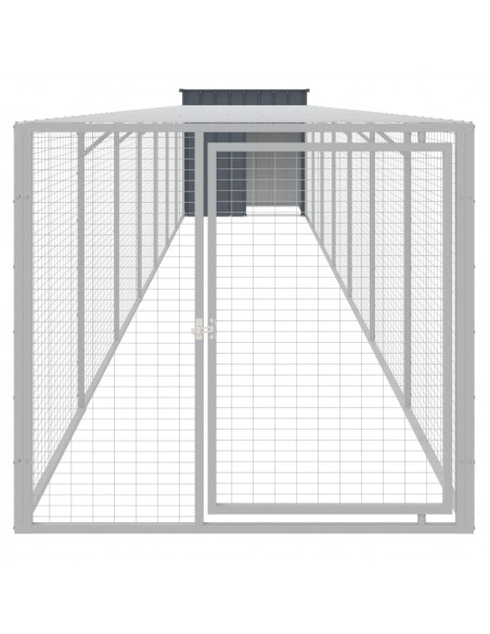 Pollaio con Area Corsa Antracite 110x813x110 cm Acciaio Zincato