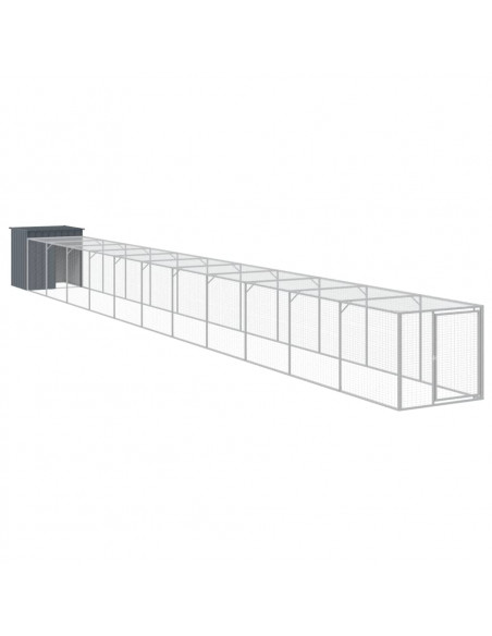 Pollaio con Area Corsa Antracite 110x1221x110cm Acciaio Zincato