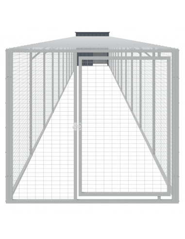 Pollaio con Area Corsa Antracite 110x1221x110cm Acciaio Zincato