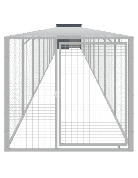 Pollaio con Area Corsa Antracite 110x1221x110cm Acciaio Zincato